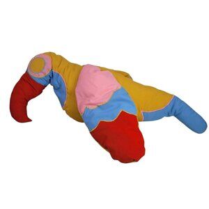 Vintage Large 31" Stuffed Bird Plush Decorative Pillow Decor Macaw Parrot Art